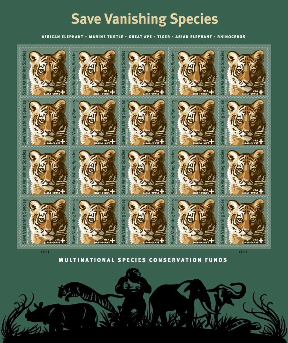 2011 Save Vanishing Species Amur Tiger Stamps - Forever Stamps