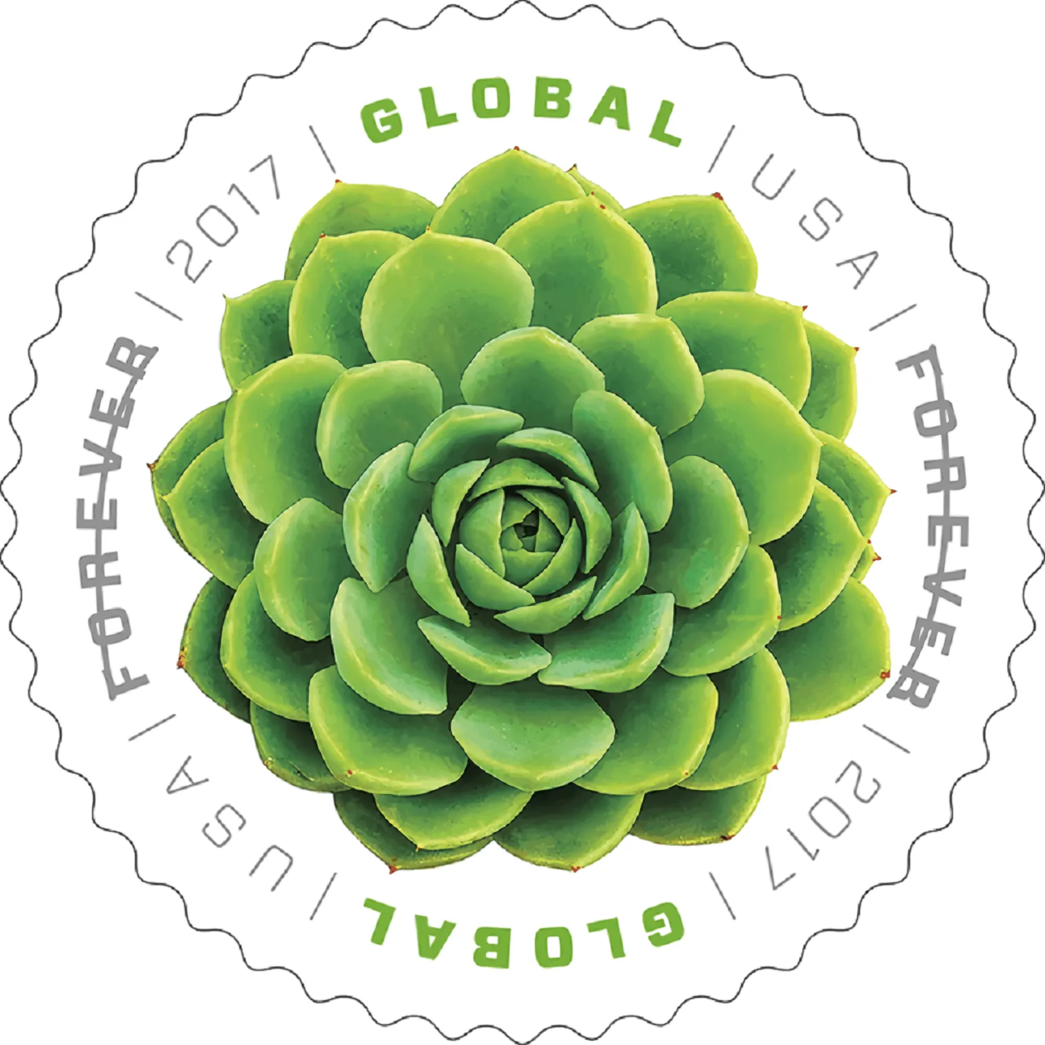 Global: Green Succulent Stamp 2017 - Forever Stamps