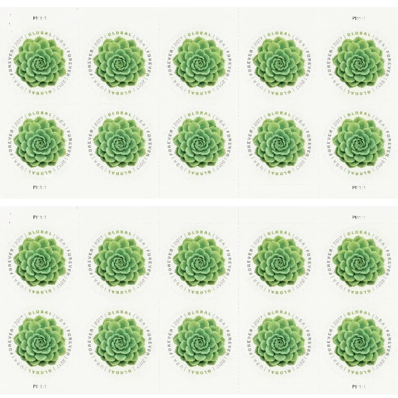 Global: Green Succulent Stamp 2017 - Forever Stamps