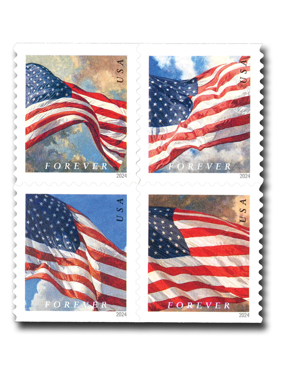 U.S. Flags 2024 Stamps, roll of 100 PCS - Forever Stamps
