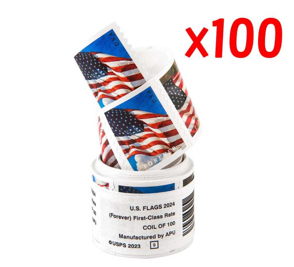 U.S. Flags 2024 Stamps 100 rolls - Forever Stamps