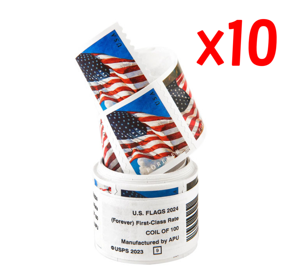 U.S. Flags 2024 Stamps 10 rolls - Forever Stamps