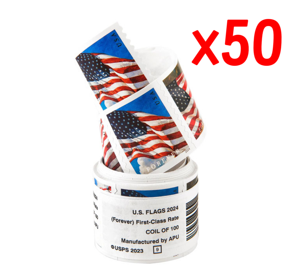 U.S. Flags 2024 Stamps 50 rolls - Forever Stamps