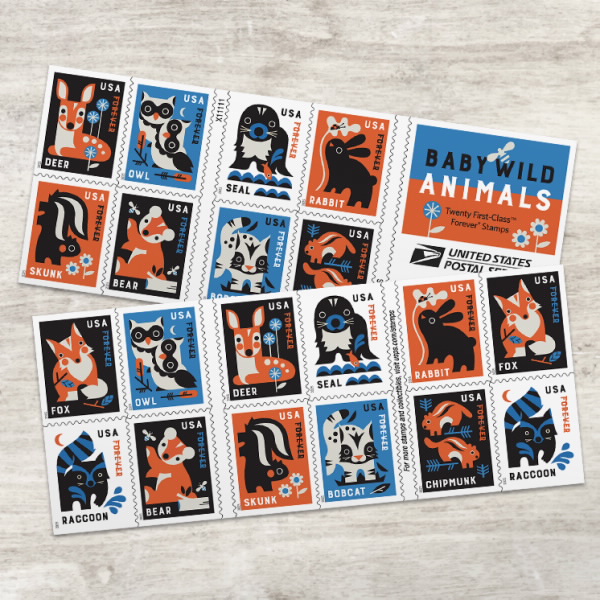 2025 Baby Wild Animals Stamps 100 pcs - Forever Stamps